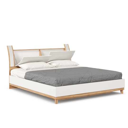 Кровать спальная Бари 1800 с кроватным основанием Дуб Золотой/Белый ЛД 698.220 в Южно-Сахалинске - изображение 1