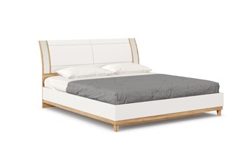 Кровать спальная Бари 1800 с кроватным основанием Дуб Золотой/Белый ЛД 698.220 в Южно-Сахалинске
