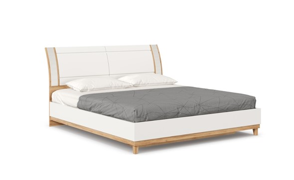 Кровать спальная Бари 1800 с кроватным основанием Дуб Золотой/Белый ЛД 698.220 в Южно-Сахалинске - изображение