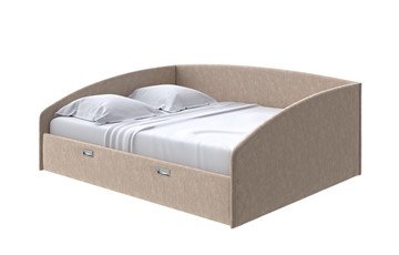 Кровать двуспальная Bono 160х200, Флок (Бентлей Какао) в Южно-Сахалинске