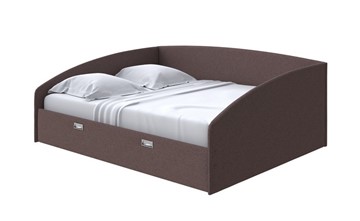 Кровать двуспальная Bono 160х200, Искусственная шерсть (Лама Шоколад) в Южно-Сахалинске