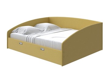 Кровать двуспальная Bono 160х200, Рогожка (Firmino Канареечный) в Южно-Сахалинске