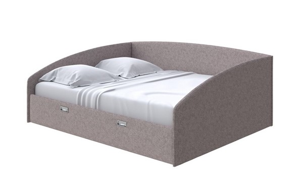 Кровать 2-спальная Bono 160х200, Рогожка (Levis 25 Светло-коричневый) в Южно-Сахалинске - изображение