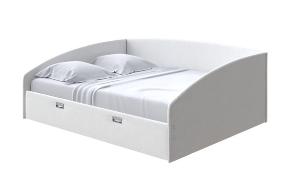 Кровать двуспальная Bono 160х200, Рогожка (Тетра Молочный) в Южно-Сахалинске - изображение