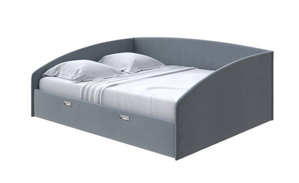 Кровать Bono 160х200, Велюр (Forest 17 Серый) в Южно-Сахалинске - изображение