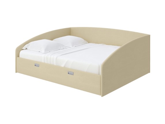 Кровать в спальню Bono 160х200, Велюр (Forest 4 Бежевый) в Южно-Сахалинске - изображение