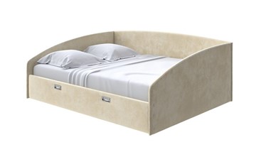 Кровать двуспальная Bono 160х200, Велюр (Лофти Айвори) в Южно-Сахалинске