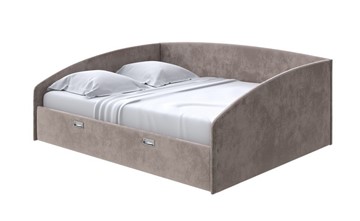 Кровать двуспальная Bono 160х200, Велюр (Лофти Кофейный) в Южно-Сахалинске