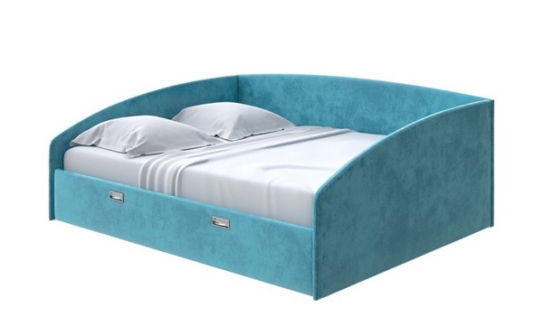 Кровать Bono 160х200, Велюр (Лофти Лазурь) в Южно-Сахалинске - изображение
