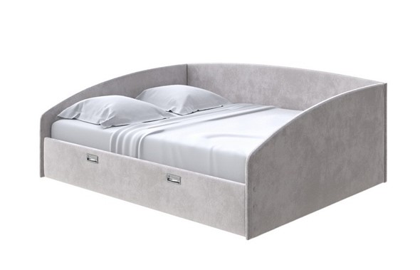 Кровать двуспальная Bono 160х200, Велюр (Лофти Серый) в Южно-Сахалинске - изображение