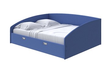 Кровать двуспальная Bono 160х200, Велюр (Scandi Cotton 23 Кобальт) в Южно-Сахалинске
