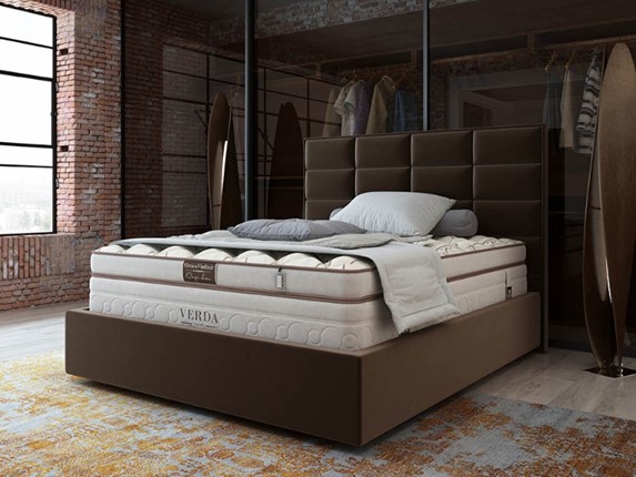 Кровать 2-спальная Chocolate Compact/Island M 160х200, Микровелюр (Manhattan Лесной каштан) в Южно-Сахалинске - изображение