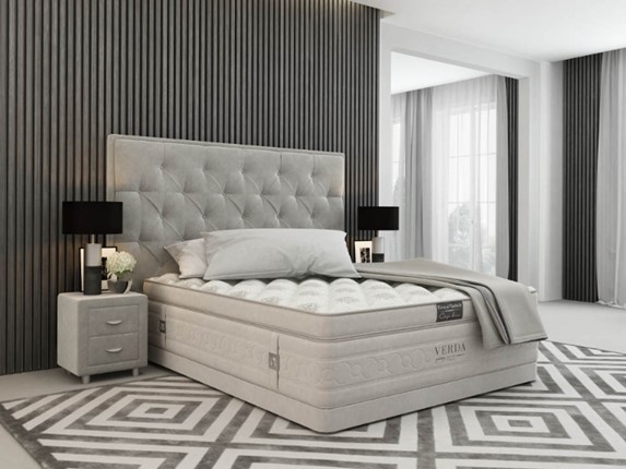Кровать 2-спальная Classic Compact/Basement 180х200, Флок (Велсофт Серый) в Южно-Сахалинске - изображение