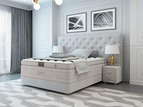 Спальная кровать Classic/Podium M 160х200, Флок (Велсофт Дымчатый) в Южно-Сахалинске - изображение