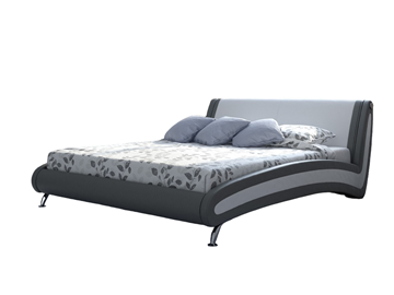 Кровать Corso-2 140х200, Экокожа (Серый с белым) в Южно-Сахалинске