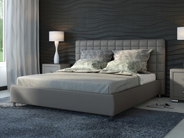 Кровать спальная Corso-3 140x200, Экокожа (Серый) в Южно-Сахалинске