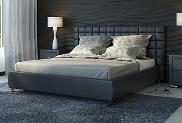 Кровать спальная Corso-3 200x200, Экокожа (Черный) в Южно-Сахалинске