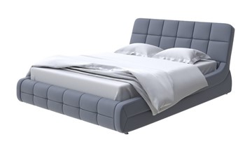 Кровать двуспальная Corso-6 140x200, Экокожа (Темно-синий) в Южно-Сахалинске