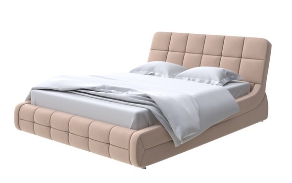 Кровать в спальню Corso-6 140x200, Велюр (Forest 730 Миндальный) в Южно-Сахалинске - изображение