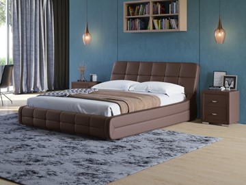 Кровать спальная Corso-6 160х200, Экокожа (Коричневый) в Южно-Сахалинске