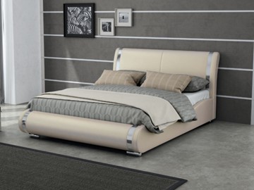 Двуспальная кровать Corso-8 200x200, Экокожа (Бежевый перламутр) в Южно-Сахалинске - предосмотр