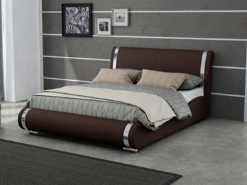 Кровать 2-спальная Corso-8 200x200, Экокожа (Коричневый) в Южно-Сахалинске