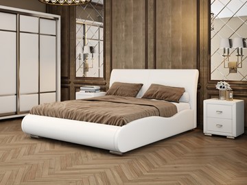 Двуспальная кровать Corso-8 Lite 160х200, Экокожа (Белый) в Южно-Сахалинске