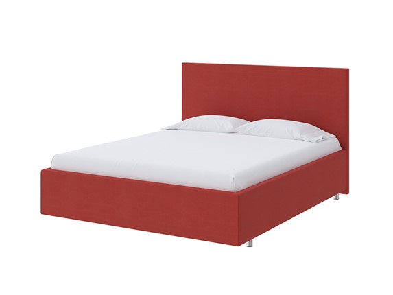 Кровать двуспальная Flat 200х200, Велюр (Forest 13 Красный) в Южно-Сахалинске - изображение
