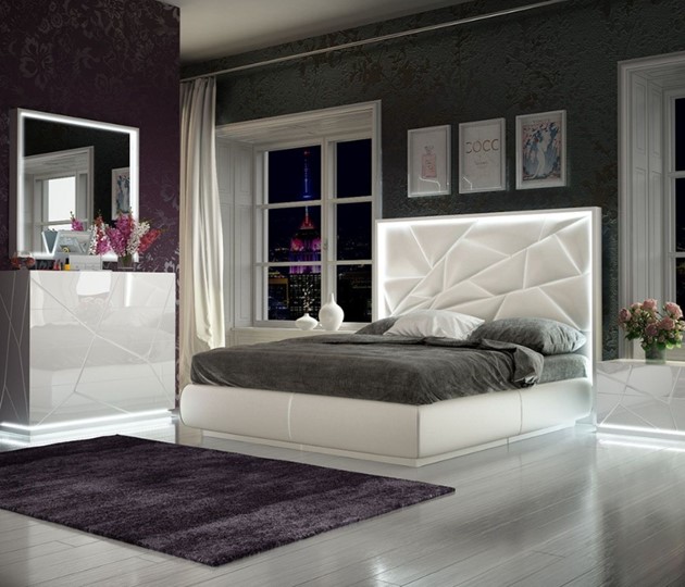 Кровать спальная FRANCO KIU 1242 с LED подсветкой изголовья (180х200) в Южно-Сахалинске - изображение 1