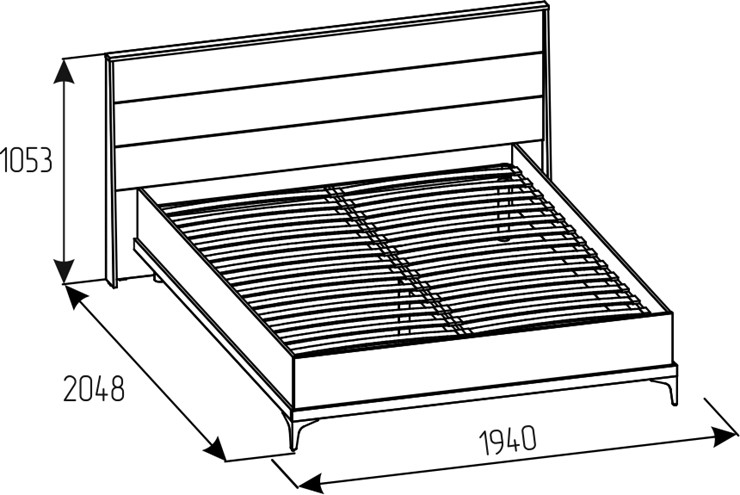 Двуспальная кровать Кара 9 со стационарным основанием (1600) (Дуб Табачный Craft/Велюр) в Южно-Сахалинске - изображение 2