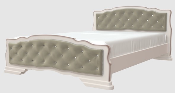 Кровать в спальню Карина-10 (Дуб Молочный, светлая обивка) 160х200 в Южно-Сахалинске - изображение