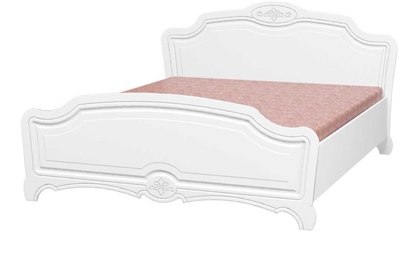 Кровать двуспальная Лотос (Лак-Белый Жемчуг) 160х200 в Южно-Сахалинске - изображение