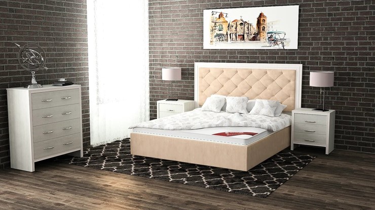 Кровать спальная Манхэттен 160х200 (с основанием), высота спинки - 130 см в Южно-Сахалинске - изображение 5