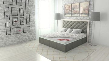 Двуспальная кровать Манхэттен 180х200 (с основанием), с высотой спинки - 130 см в Южно-Сахалинске - предосмотр 1