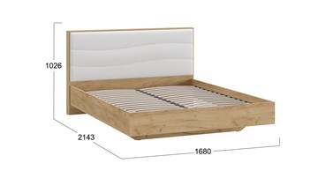 Двуспальная кровать Миранда тип 1 (Дуб крафт золотой/Белый глянец) в Южно-Сахалинске - предосмотр 1