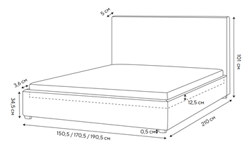 Кровать в спальню Mono 140х200, Велюр (Monopoly Миндаль (111)) в Южно-Сахалинске - предосмотр 1