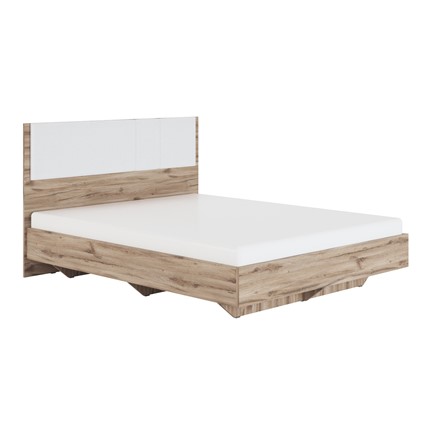 Двуспальная кровать Николь (мод.1.4) 1,6 белая экокожа, с ортопедическим основанием в Южно-Сахалинске - изображение