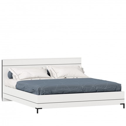 Спальная кровать Норд 1800 ЛД 677.150.000.020 с основанием, Белый/Черный в Южно-Сахалинске - изображение