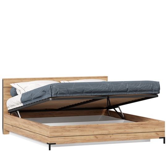 Двуспальная кровать Норд 1800 ЛД 677.150.000.042 с подъемным механизмом, Дуб золотой в Южно-Сахалинске - изображение 2
