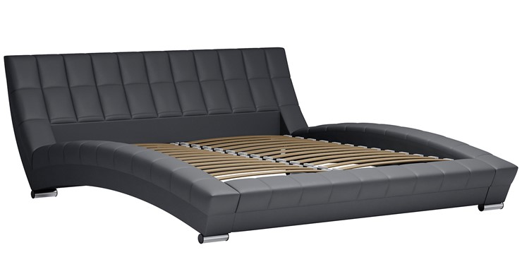 Двуспальная кровать Оливия 180 арт. Марика 485 к/з (серый) с основанием в Южно-Сахалинске - изображение 2