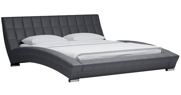 Двуспальная кровать Оливия 180 арт. Марика 485 к/з (серый) с основанием в Южно-Сахалинске - изображение