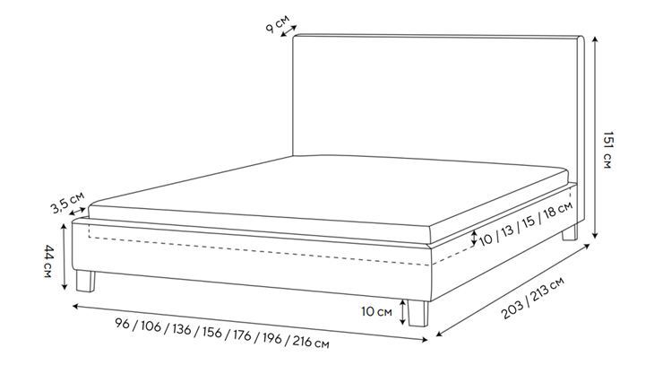 Кровать двуспальная Rhomby 160х200, Рогожка (Тетра Бежевый) в Южно-Сахалинске - изображение 1