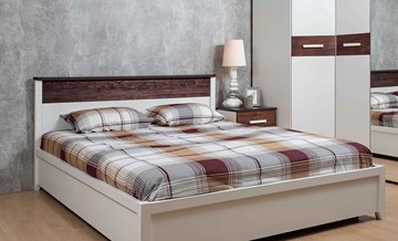 Двуспальная кровать с механизмом Норвуд 32, Белый-Орех шоколадный в Южно-Сахалинске - предосмотр 2