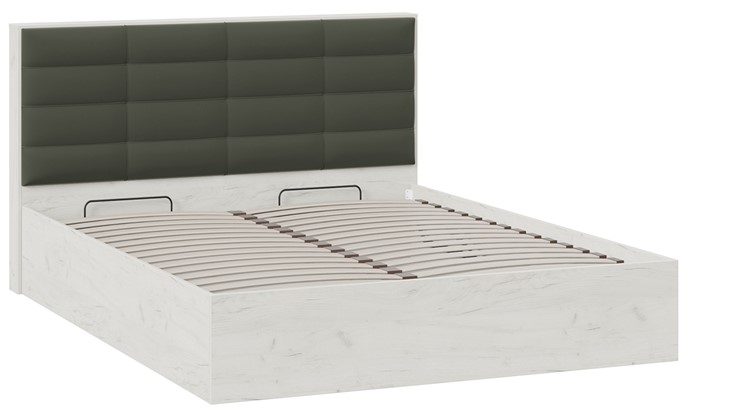 Двуспальная кровать с подъемным механизмом Агата тип 1 (Дуб крафт белый, Велюр Серый) в Южно-Сахалинске - изображение 1