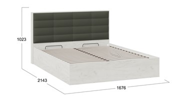 Двуспальная кровать с подъемным механизмом Агата тип 1 (Дуб крафт белый, Велюр Серый) в Южно-Сахалинске - предосмотр 4