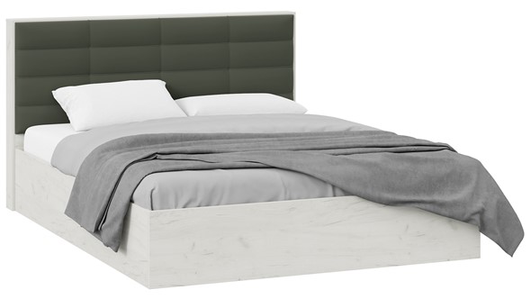 Двуспальная кровать с подъемным механизмом Агата тип 1 (Дуб крафт белый, Велюр Серый) в Южно-Сахалинске - изображение