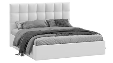 Кровать двуспальная с подъемным механизмом Эмбер (Экокожа белая) в Южно-Сахалинске - предосмотр