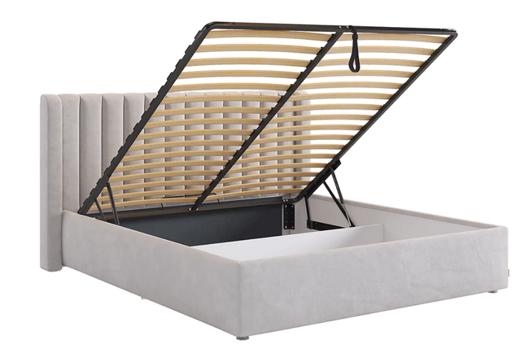 Спальная кровать с основанием Ева (галька (велюр)) в Южно-Сахалинске - изображение 1