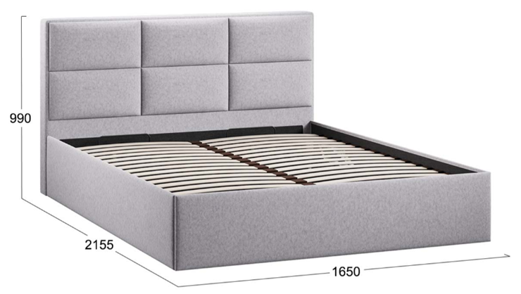 Кровать спальная с подъемным механизмом с заглушиной Стелла тип 1 (Микровелюр Jercy Silver) в Южно-Сахалинске - изображение 3