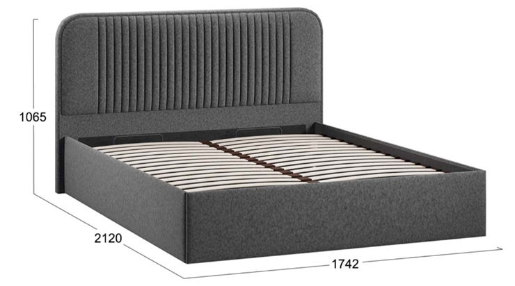 Кровать с подъемным механизмом Тиффани тип 1 (Микровелюр Jercy Graphite) в Южно-Сахалинске - изображение 3